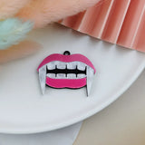 30pcs Halloween Charms DIY Jewelry Making Acrylic Dark Pink Mouth Teeth Pendant