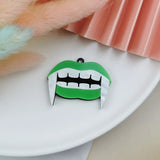 30pcs Halloween Charms DIY Jewelry Making Acrylic Dark Pink Mouth Teeth Pendant