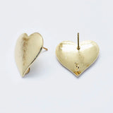 30pcs Brass Heart Earring Findings with Loop, 19x19mm, Nickel Free, F50