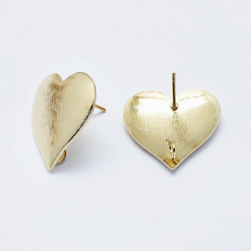 30pcs Brass Heart Earring Findings with Loop, 19x19mm, Nickel Free, F50