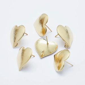 30pcs Brass Heart Earring Findings with Loop, 19x19mm, Nickel Free, F50