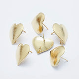 30pcs Brass Heart Earring Findings with Loop, 19x19mm, Nickel Free, F50