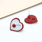 30pcs Red Cherry Geometry Charms Pendants Stud Earring Accessory