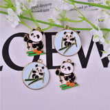 Enamel Panda Pendant Skiing Charms for Women Necklace Bracelet Animal Jewelry