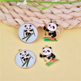 Enamel Panda Pendant Skiing Charms for Women Necklace Bracelet Animal Jewelry