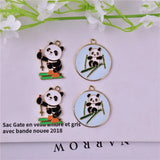 Enamel Panda Pendant Skiing Charms for Women Necklace Bracelet Animal Jewelry