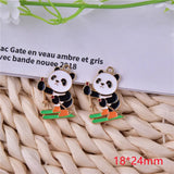 Enamel Panda Pendant Skiing Charms for Women Necklace Bracelet Animal Jewelry