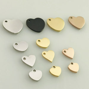 30pcs Engravable Heart Charm Stainless Steel Beads for Jewelry Making