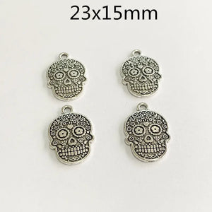 30pcs Skull Flower Charms Pendants Jewelry Making Diy Accessories