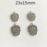 30pcs Skull Flower Charms Pendants Jewelry Making Diy Accessories