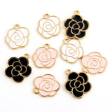 30pcs Enamel Rose Pendant Charms for Jewelry 15x15mm
