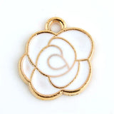 30pcs Enamel Rose Pendant Charms for Jewelry 15x15mm