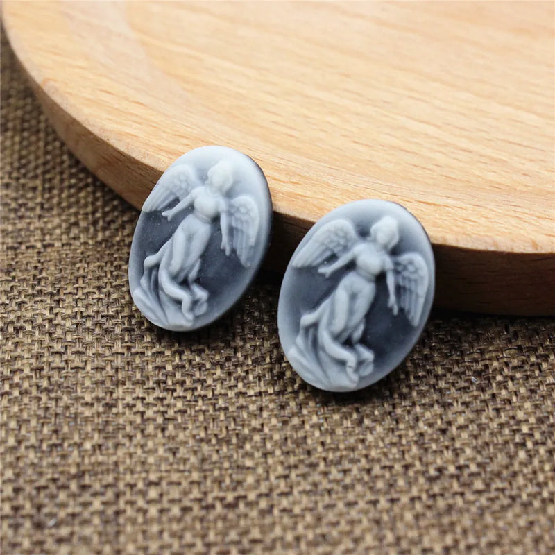 30pcs Gray Angel Wing Cameos Cabochons For DIY-Accessories