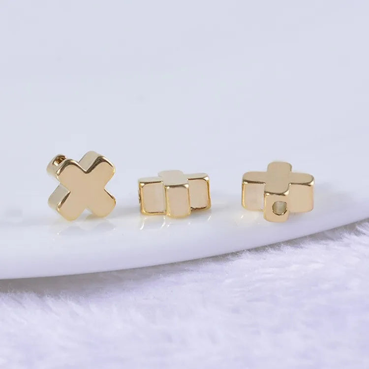 30pcs Smooth Copper Cross Bead Spacer 6mm