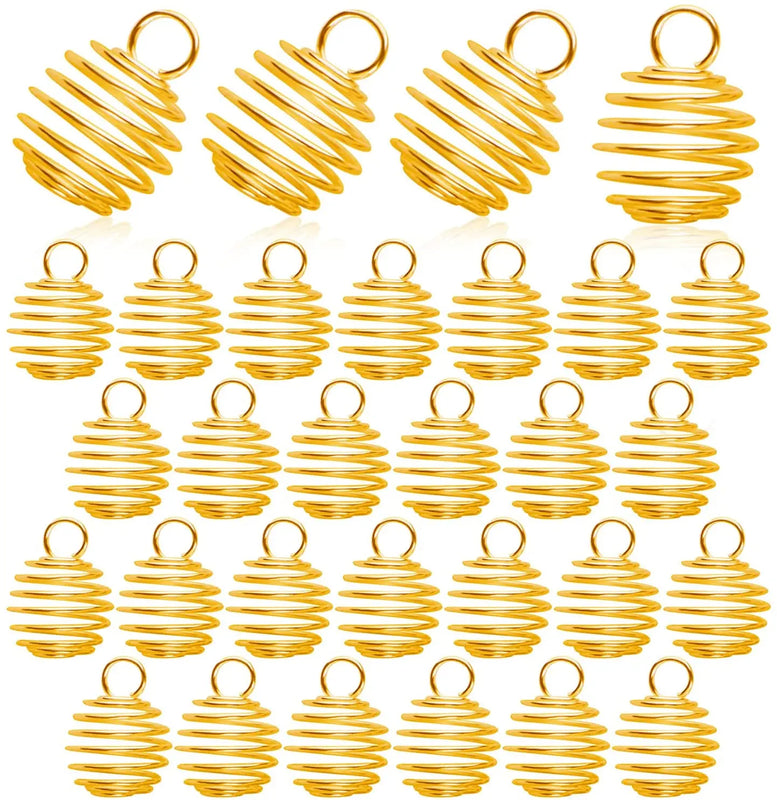 30pcs Spiral Bead Cage Pendants for DIY Jewelry Making Crafting