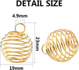 30pcs Golden Spiral Bead Cage Pendants Stainless Steel Charms for DIY Necklace