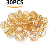 30pcs Golden Spiral Bead Cage Pendants Stainless Steel Charms for DIY Necklace