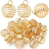 30pcs Golden Spiral Bead Cage Pendants Stainless Steel Charms for DIY Necklace