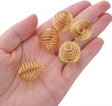 30pcs Golden Spiral Bead Cage Pendants Stainless Steel Charms for DIY Necklace