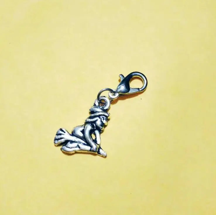 30pcs Halloween Witch Woman Charm Dangle Bead Charm With Lobster Clasp