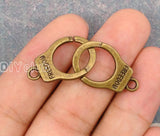 30pcs 3D Handcuffs Charm Pendant Antique Bronze 41x15mm