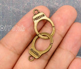 30pcs 3D Handcuffs Charm Pendant Antique Bronze 41x15mm
