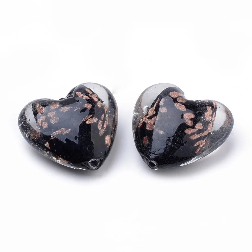 30pcs Sand Lampwork Heart Beads Mix for DIY Bracelet Necklace
