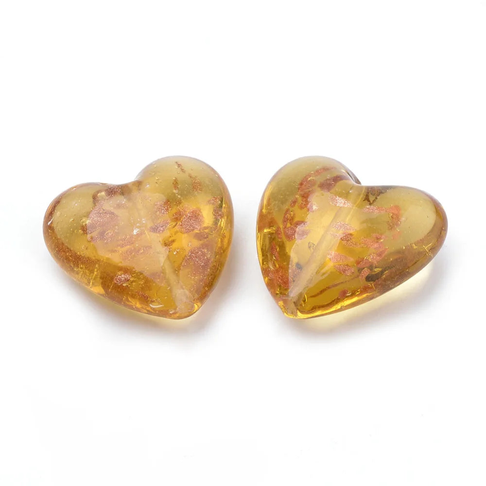 30pcs Sand Lampwork Heart Beads Mix for DIY Bracelet Necklace