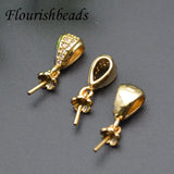 30pcs Metal Copper Plating CZ Beads Flower Earring Hooks DIY Dangle Jewelry