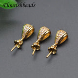 30pcs Metal Copper Plating CZ Beads Flower Earring Hooks DIY Dangle Jewelry