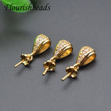 30pcs Metal Copper Plating CZ Beads Flower Earring Hooks DIY Dangle Jewelry