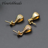 30pcs Metal Copper Plating CZ Beads Flower Earring Hooks DIY Dangle Jewelry
