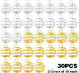 30pcs Stainless Steel Spiral Bead Cages for DIY Jewelry Making
