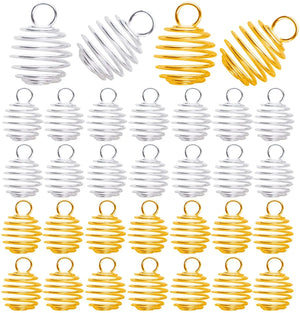 30pcs Spiral Bead Cage Charms Stainless Steel Stone Holder Necklace Pendants