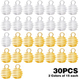 30pcs Spiral Bead Cage Charms Stainless Steel Stone Holder Necklace Pendants