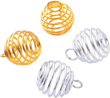 30pcs Spiral Bead Cage Charms Stainless Steel Stone Holder Necklace Pendants