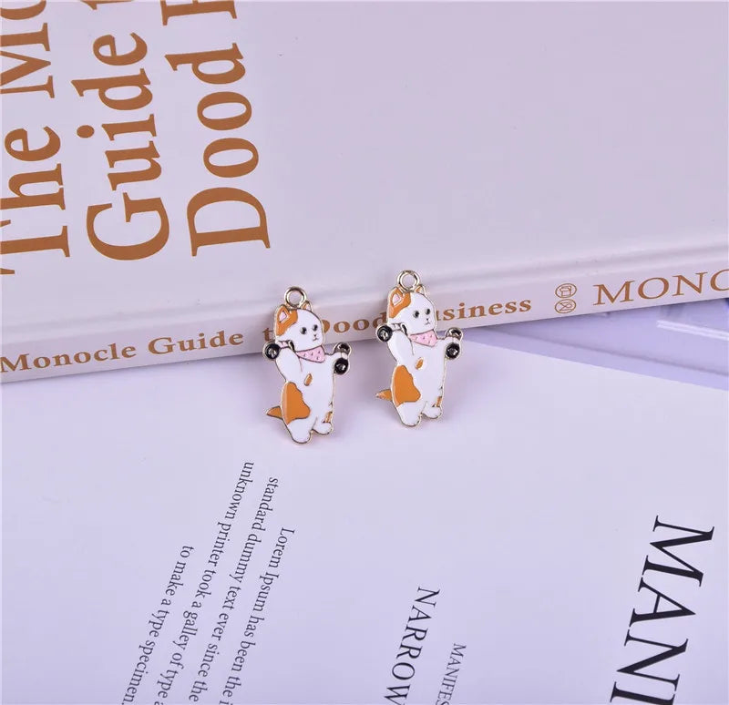 30pcs Kitten Enamel Charms Small Animal Cat Pendants for Jewelry Making