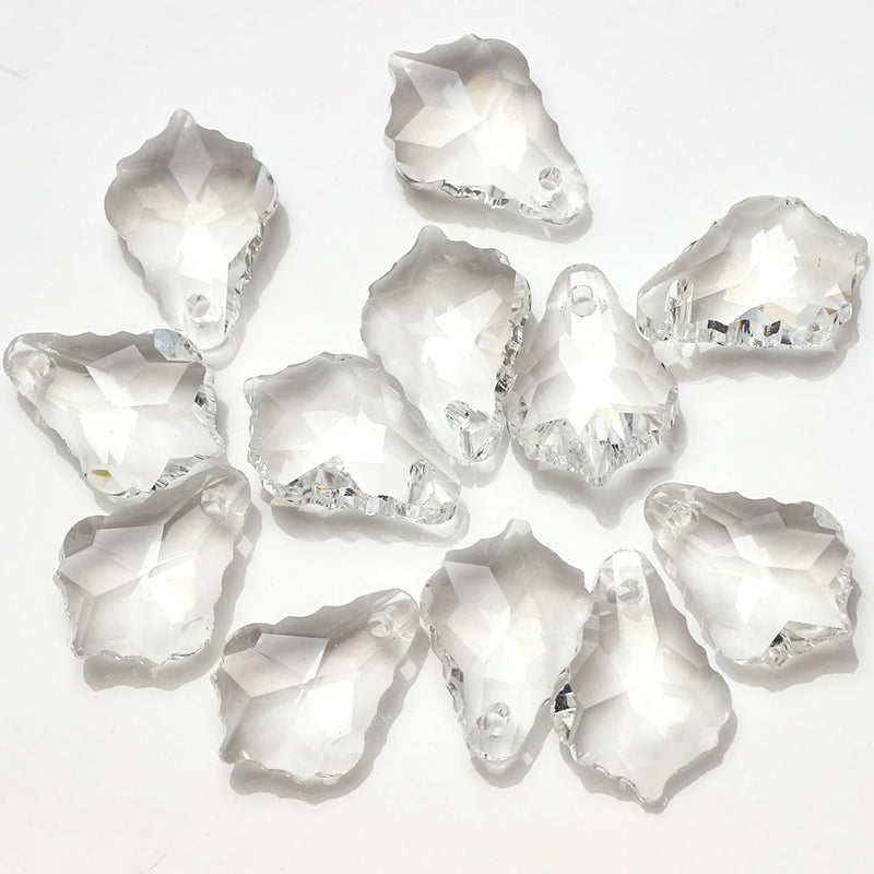 30pcs Green Crystal Glass Leaf Beads 11x16mm Baroque Pendants