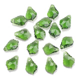 30pcs Green Crystal Glass Leaf Beads 11x16mm Baroque Pendants