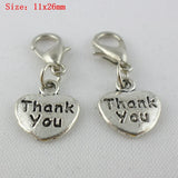 30pcs Lettering Heart Charms Pendants 11x26mm Tibetan Silver Jewelry Findings