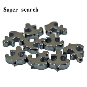 30pcs/Lot Hematite Stone Beads Anchor Charms DIY Jewelry Making