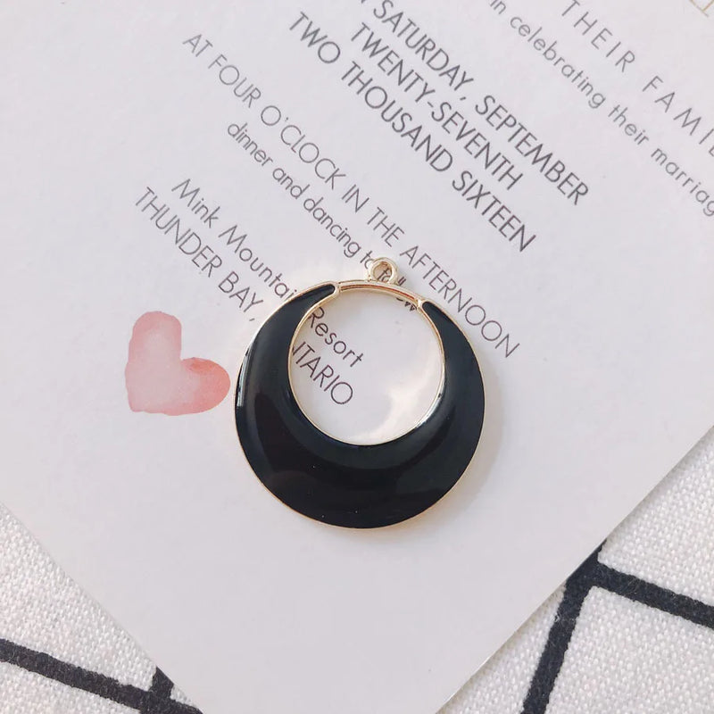 30pcs Hollow Out Circle Round Shape Enamel Alloy Pendants DIY Jewelry Findings