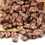 30pcs/Lot Brown Bear Polymer Clay Beads for Jewelry Making