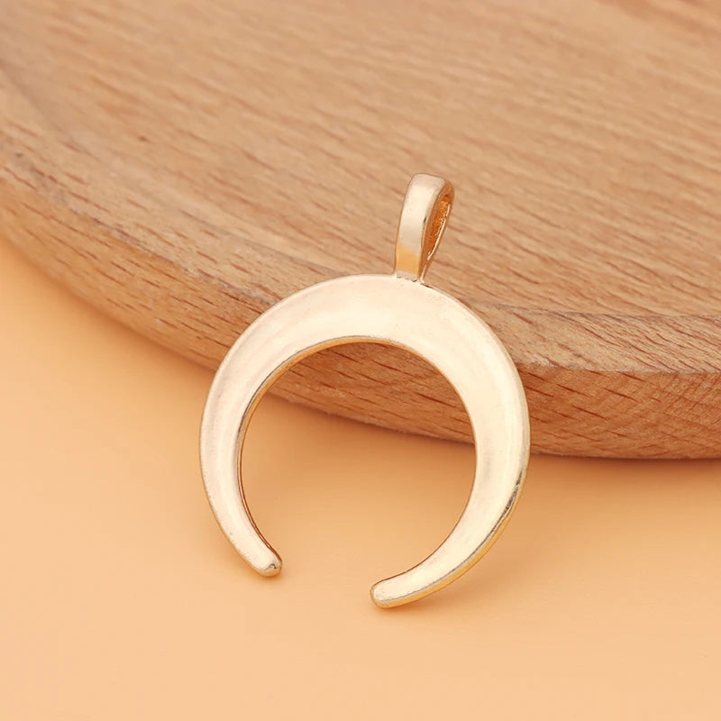 30pcs Crescent Moon Double Horn Charms Pendants Beads for Jewelry Making