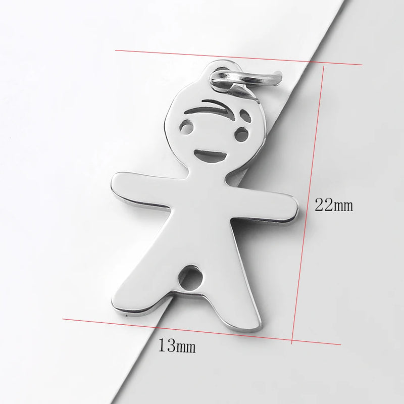 30pcs Stainless Steel Boy Girls Charms Pendant DIY Necklace Bracelet