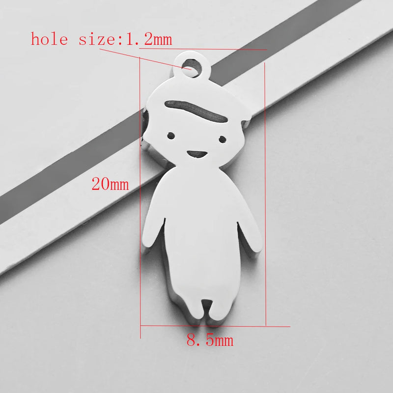 30pcs Stainless Steel Boy Girl Figure Pendant Jewelry Findings
