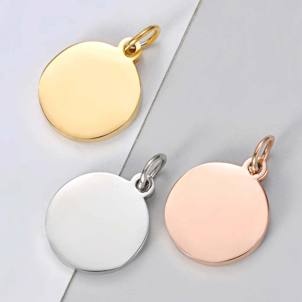 30pcs Stainless Steel Charms Round Pendants 3 Colors DIY Jewelry Making