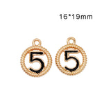 30pcs Number 5 Enamel Charms Bracelets Pendant For DIY Earring Jewelry Making