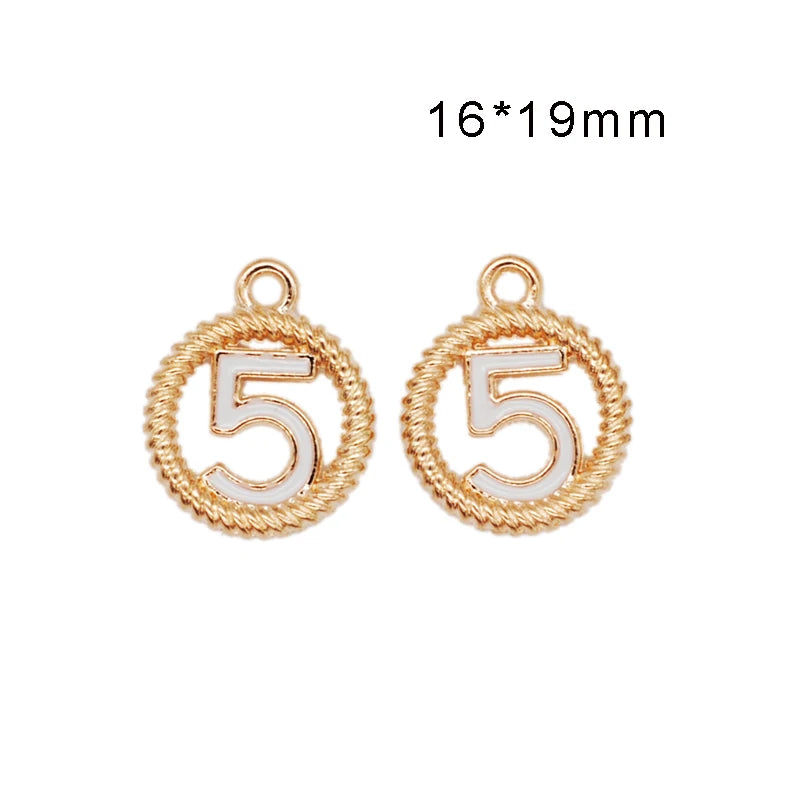 30pcs Number 5 Enamel Charms Bracelets Pendant For DIY Earring Jewelry Making