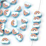 30pcs Rainbow Clouds Polymer Clay Spacer Beads for Jewelry Making DIY
